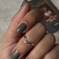 V Hammered Mid / Little Finger Adjustable 925 Sterling Silver Ring
