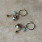 925 Sterling Silver Larimar , Turquoise , Dalmatian Jasper With Paper Clip Chain, Handcrafted Rustic Hoops Earrings