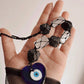 Black Tourmaline & Selenite Raw Evil Eye Hanging