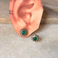 925 Sterling Silver Green Onyx Floral Big Studs Earrings