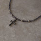 925 Sterling Silver Iolite Box 2mm Vintage Cross Charm Handcrafted Necklace