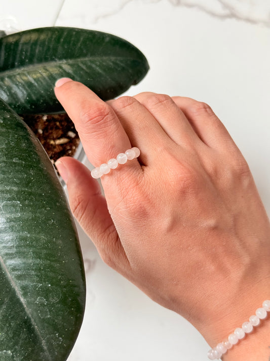 Rose Quartz 4mm Natural Crystal Stretchy Rings