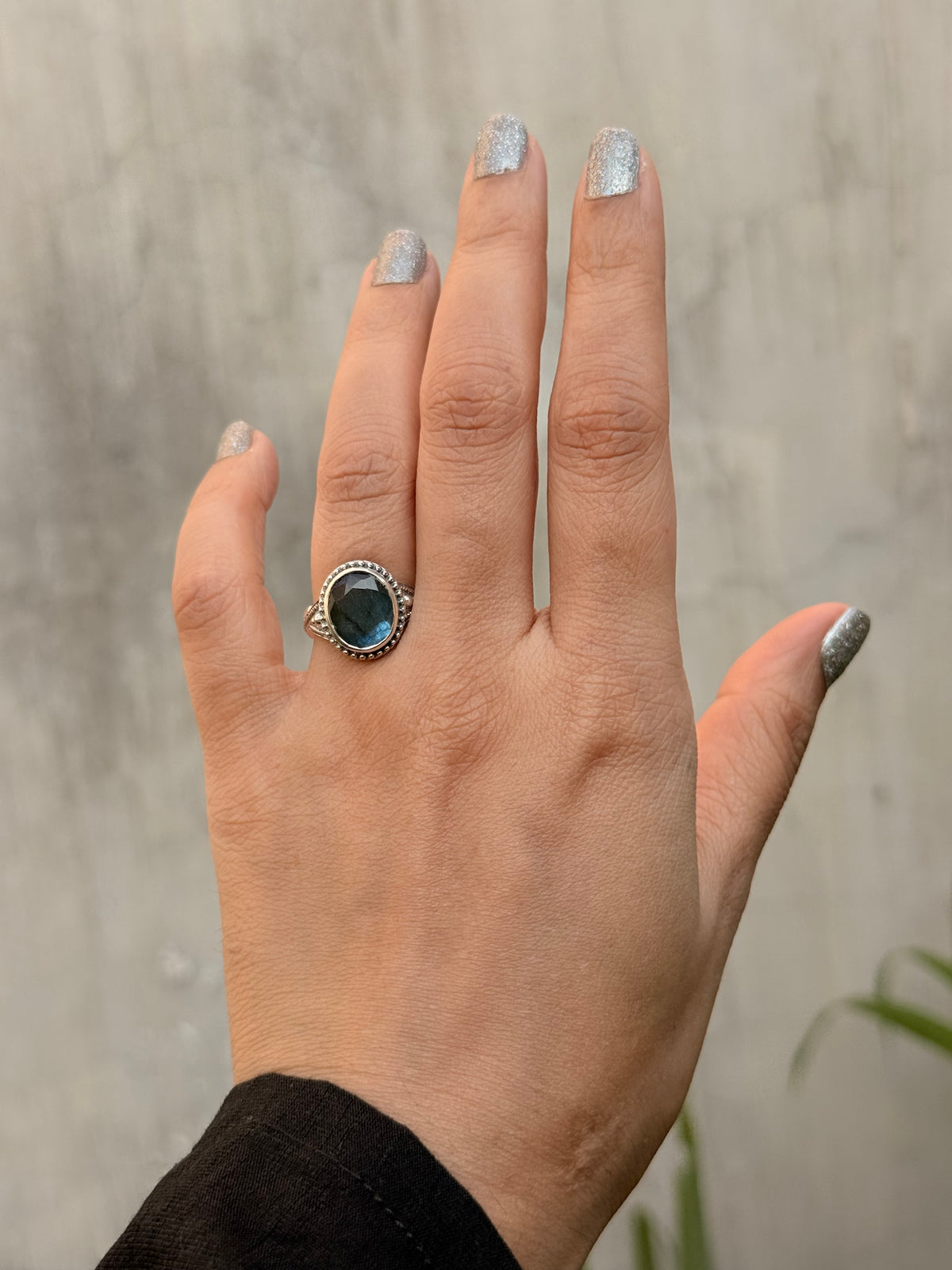 925 Sterling Silver Labradorite Blue Flash Oval Rawa Boho Handcrafted Ring