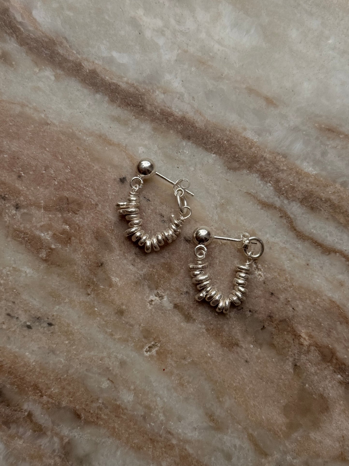 925 Sterling Silver Hill Tribe Molten Silver Beads Handcrafted Chunky Connector Studs