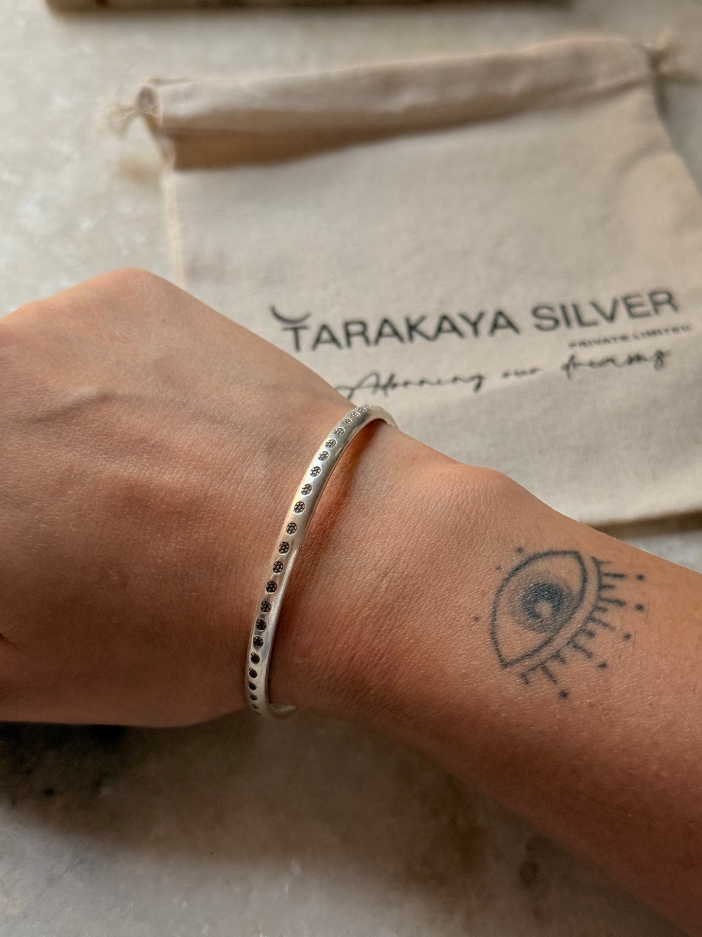 925 Sterling Silver Antique Hill Tribe Floral Handcrafted Adjustable Kada