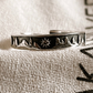 Outdoor-Inspired Adjustable Silver Ring with Pine Trees, Sun, and Mountain Motif