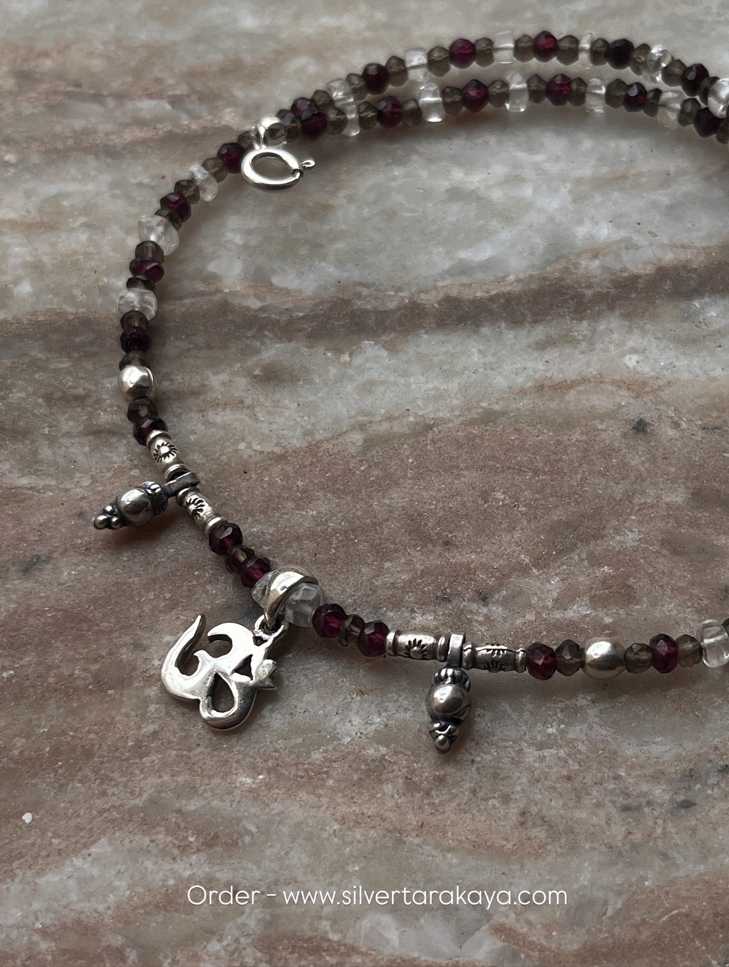  Ethnic Tribal OM AUM 925 Sterling Silver Choker Necklace for Women