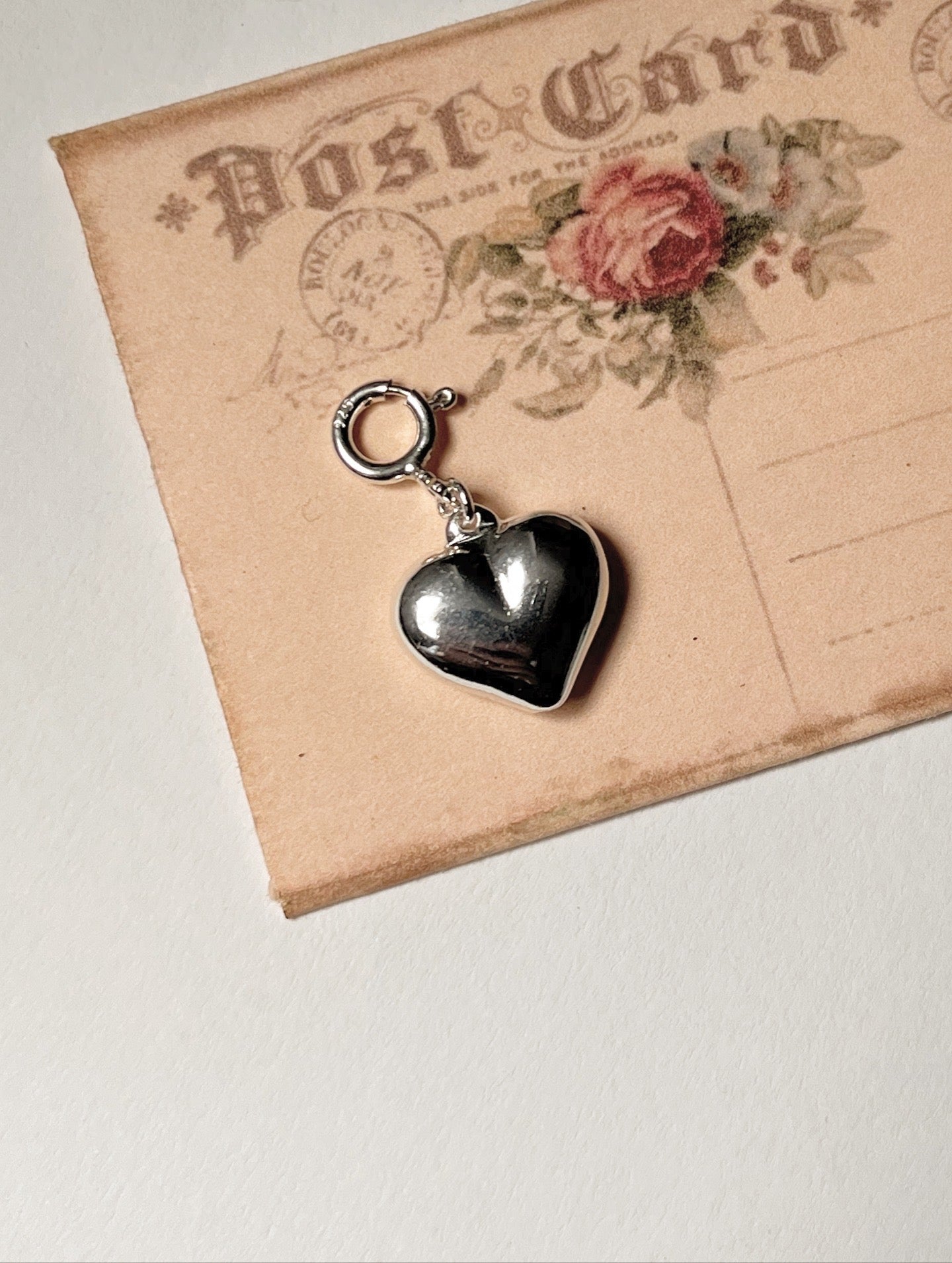Big Chunky Italian Heart 925 Sterling Silver Pendant /Charm