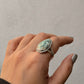 925 Sterling Silver Blue Agate Pear Boho Ring