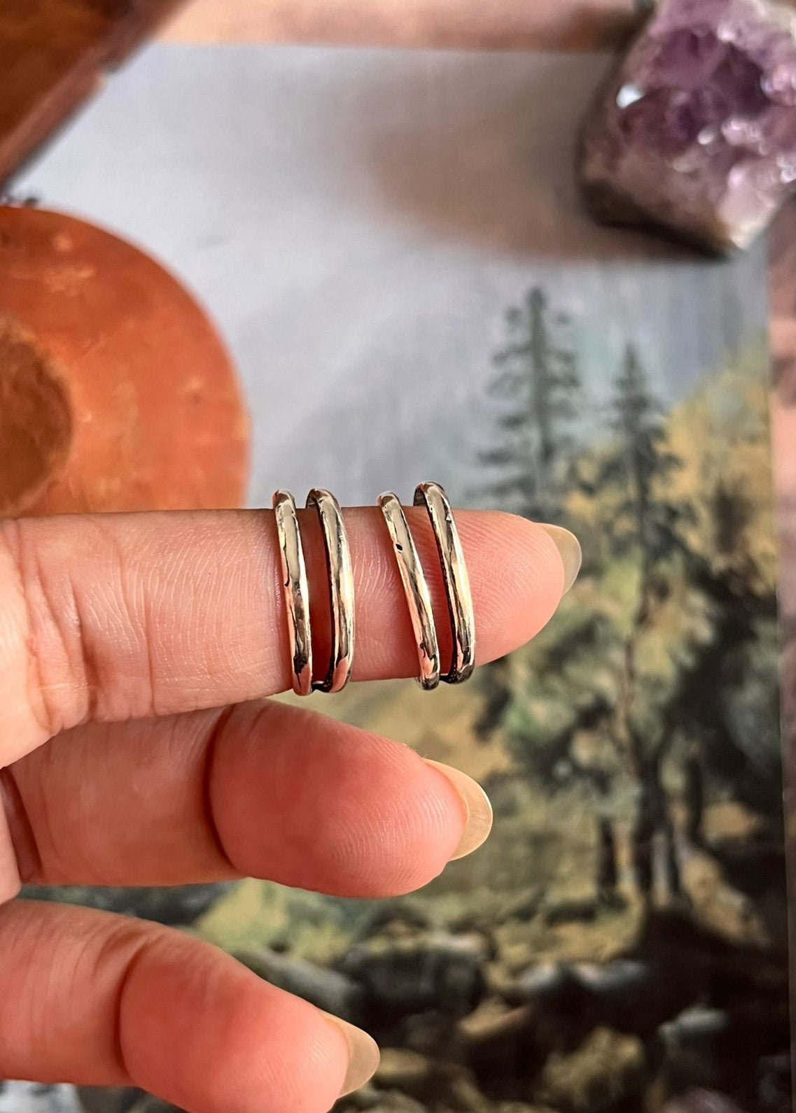 Charming double stack pure silver toe ring with delicate design