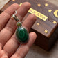 925 Sterling Silver Malachite Oval &  Peridot Round Faceted Handcrafted One of a Kind Pendant