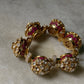 925 Sterling Silver Gold Plated Antique Moissanite Polki Pink Kundan Statement Bracelet