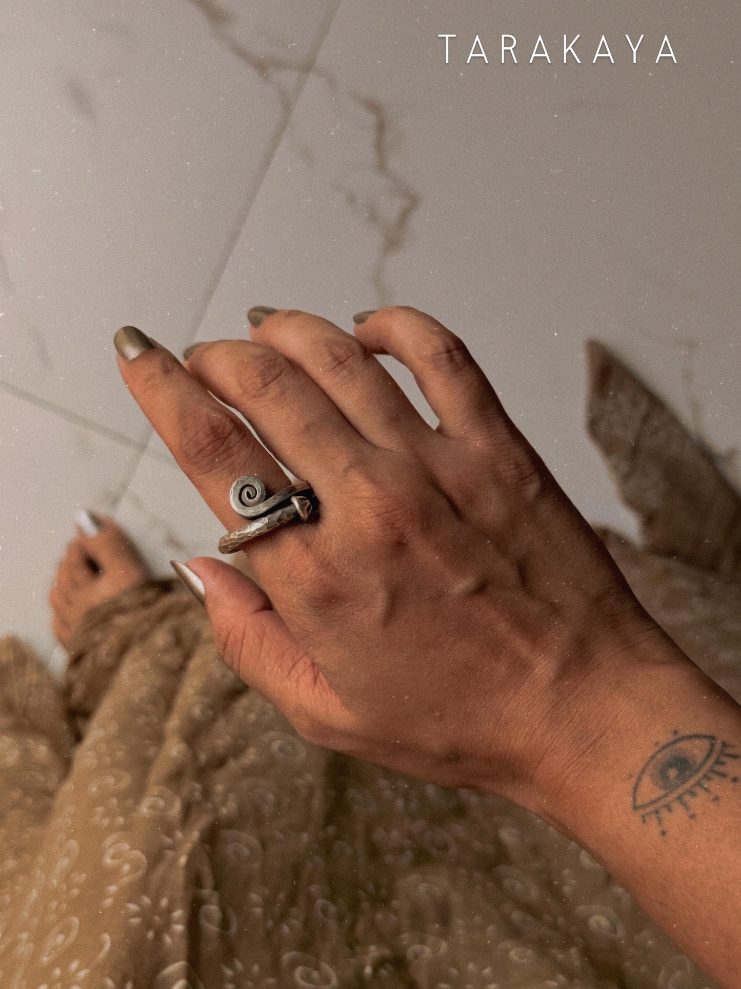 925 Sterling Silver Bohemian Rustic Spiral Arrow Hill Tribe Handcrafted Adjustable Ring