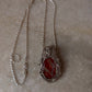 925 Sterling Silver Red Jasper Crystal Wire Wrapped Statement Pendant