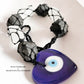 Raw Evil Eye Hanging with Black Tourmaline and Selenite