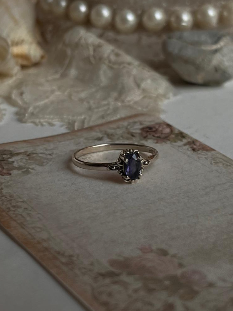 Iolite Victorian Style 925 Sterling Silver Ring