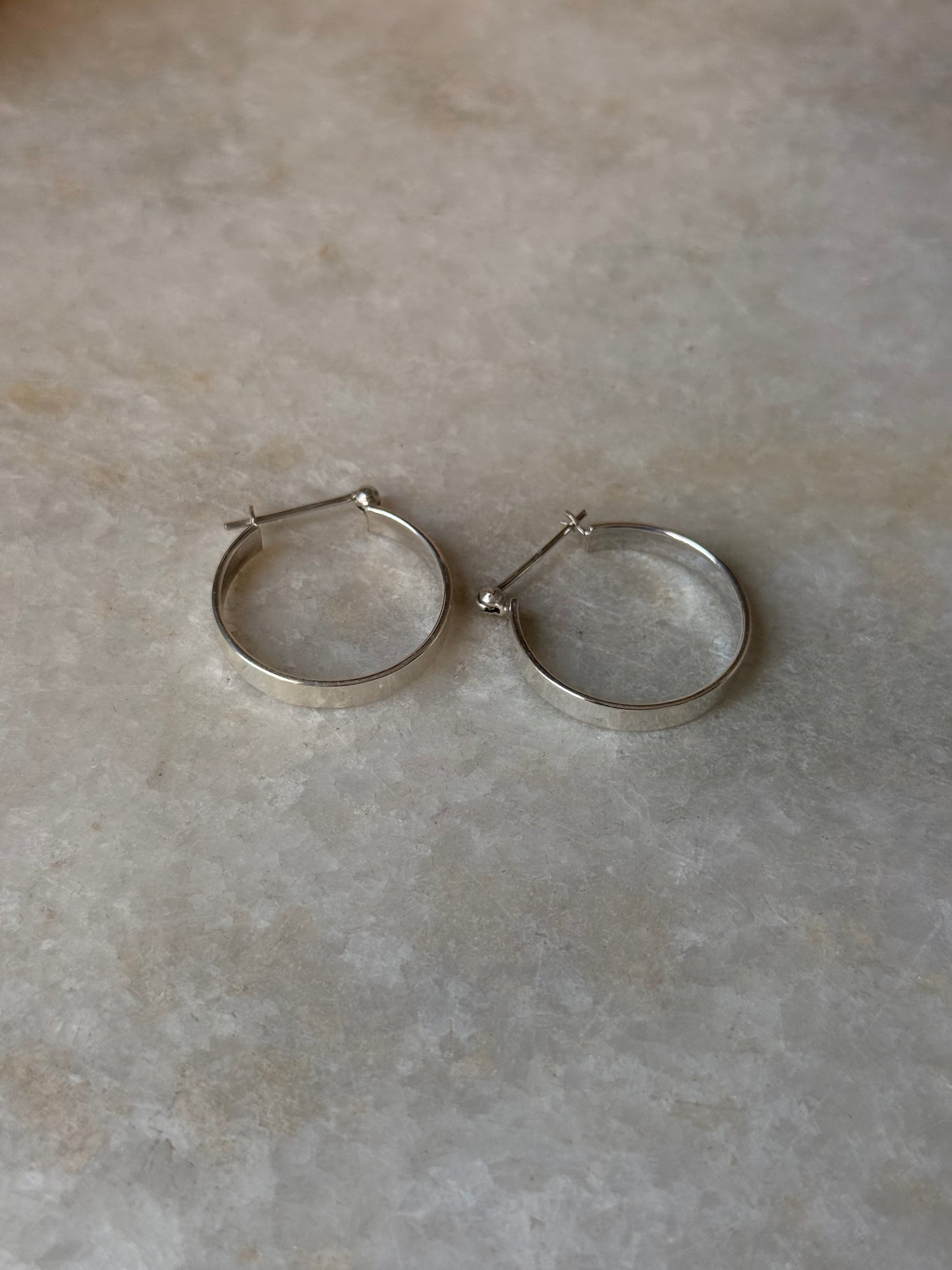 925 Sterling Silver Chunky Italian Rectangular Hoops