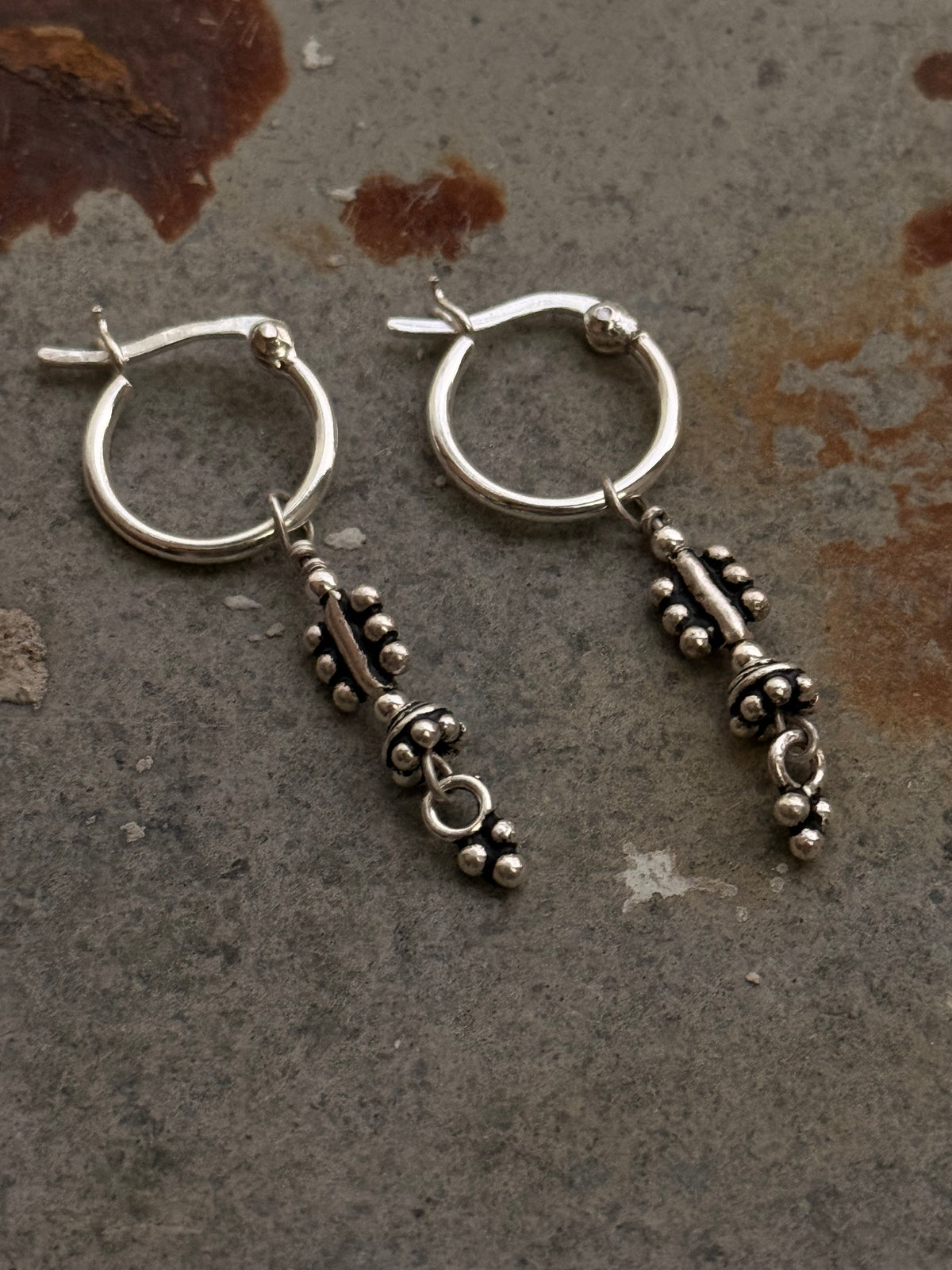 925 Sterling Silver Handcrafted Tribal Rawa Hoops Mandali Earrings