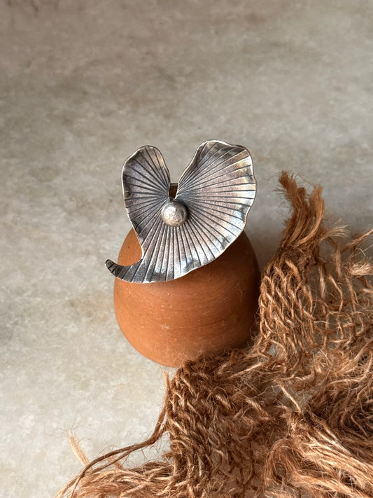 925 Sterling Silver Bohemian Imported Handcrafted Lotus Pond Adjustable Ring