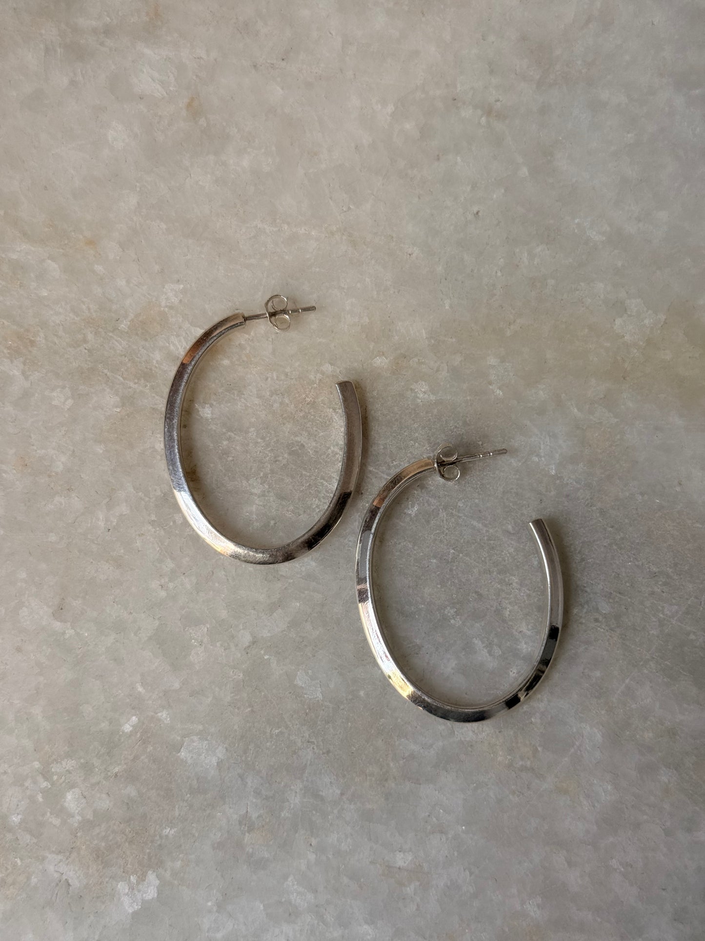 925 Sterling Silver Chunky Italian U Statement Half Hoops