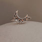 Stylish Boho 925 Silver Ring with Moon Motif