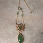 Handcrafted 925 Sterling Silver Gold Plated Antique Moissanite Polki Green Onyx and Freshwater Pearl Necklace