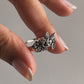 Whimsical fairy in the garden silver ring featuring delicate details