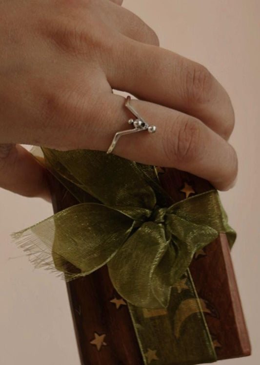 Unique V Tribey 925 Sterling Silver ring for layered stacking