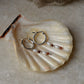 925 Sterling Silver Hessonite 2mm Fresh Water Pearl Hoops Earrings
