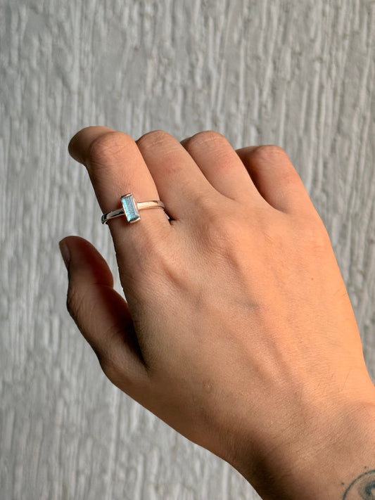 925 Sterling Silver Labradorite Baguette Cut Ring