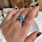 Rustic Silver Ring with Pear-Shaped Labradorite Gemstone