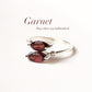 Garnet marquise double stone silver ring with elegant design