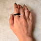 Natural Crystal Faceted Black Agate Band Ring