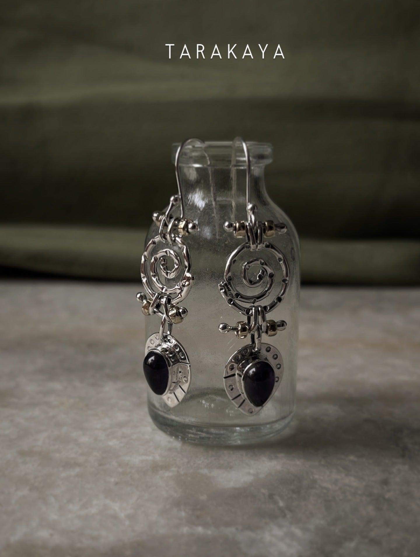 Amethyst Spiral Fusion Handcrafted 925 Sterling Silver Earrings