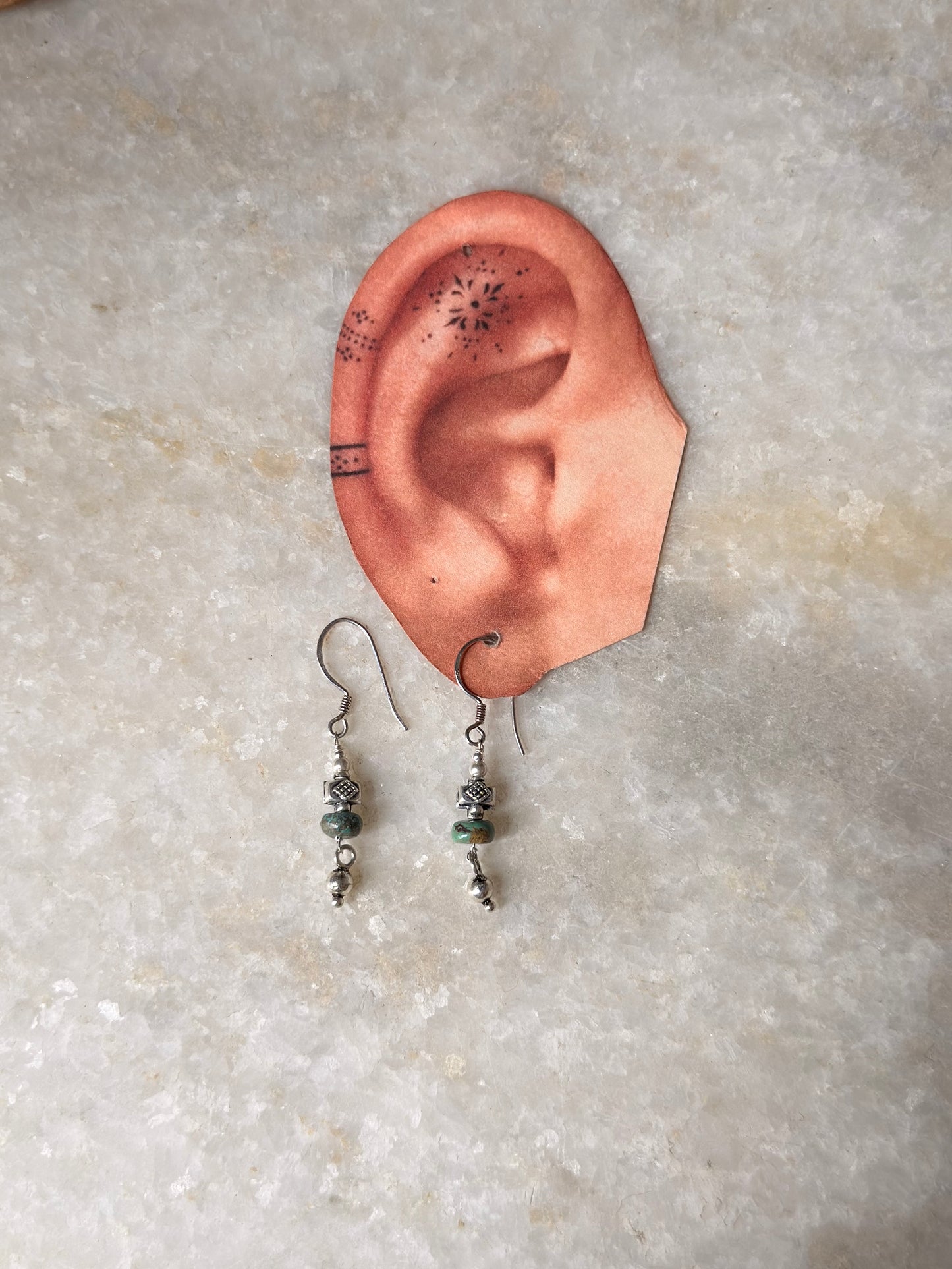 925 Sterling Silver Kingsman Turquoise Tribal Handcrafted Hook Earrings