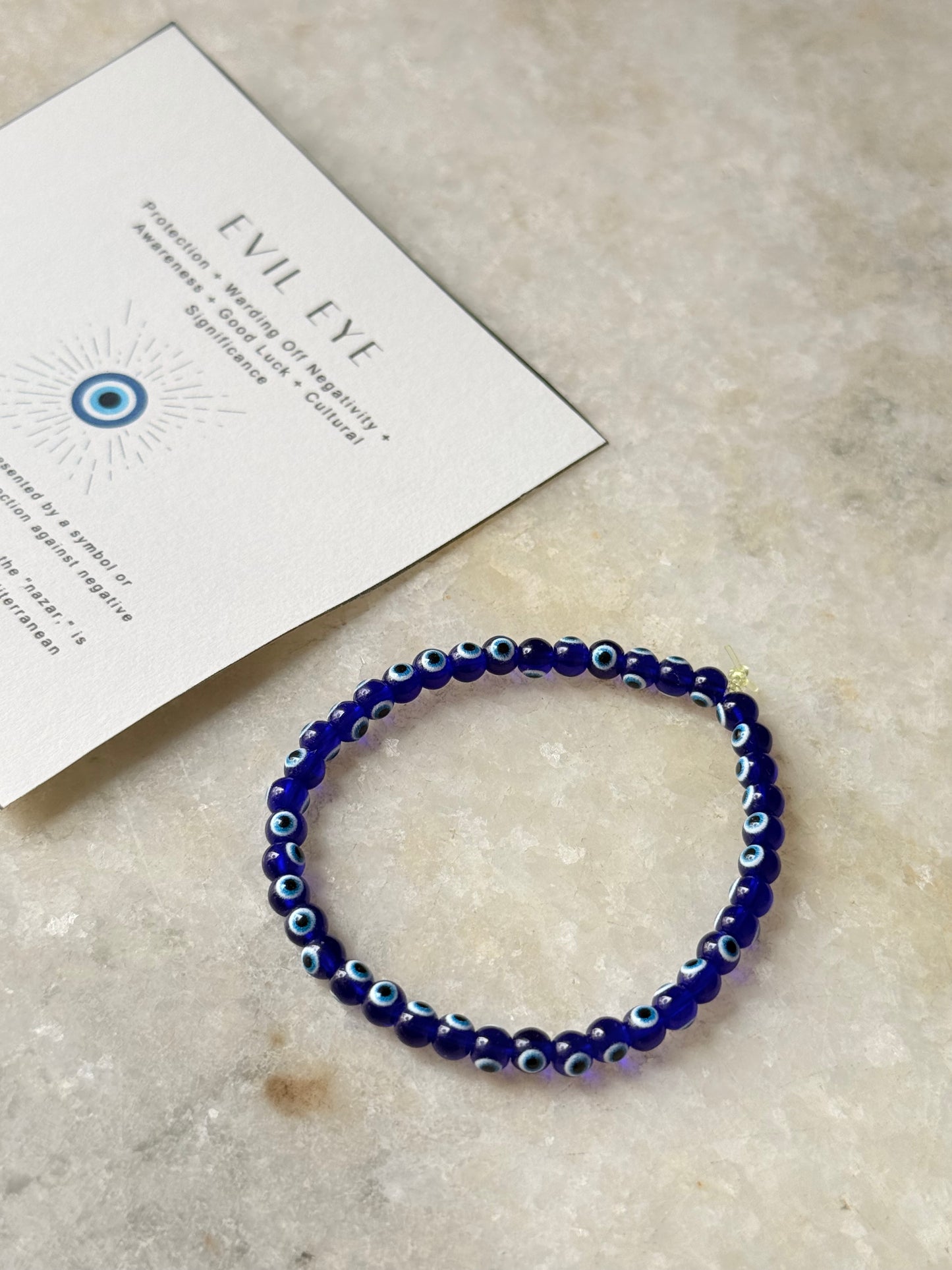 Natural Crystal Evil Eye 4mm Bracelet