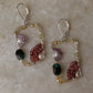 925 Sterling Silver Wire Wrap Contemporary Style Handcrafted Natural Crystals Lever Back Earrings