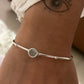 Elegant Aquamarine Boho Silver Bangle with Rawa Finish
