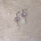 925 Sterling Silver Amethyst Flower , Peridot & Moonstone Earrings