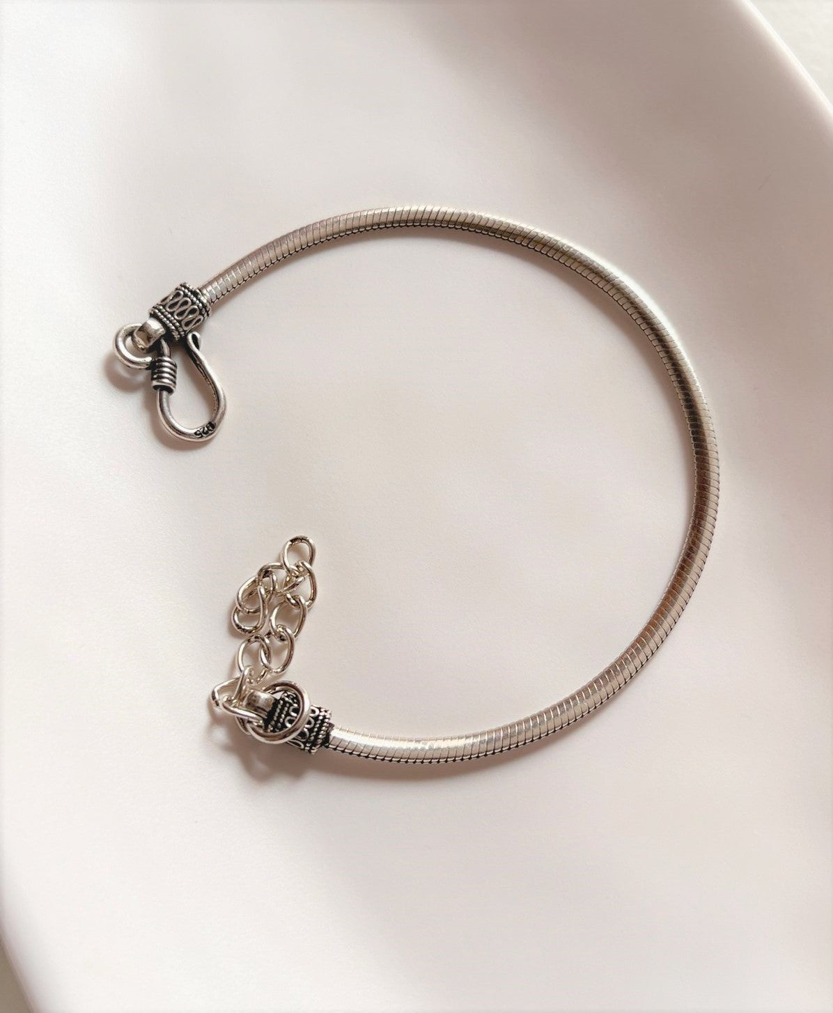 Timeless Flat Snake Antique Silver Bracelet for Jewelry