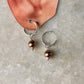 Brown Faux Pearl Charm 925 Sterling Silver Hoops