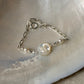 925 Sterling Silver Mother of Pearl Moon Face Carved, Fresh Water Pearls & Silver Stars, Paper Clip Self Designed Handcrafted Bracelet
