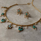 925 Sterling Silver Turquoise , Fresh Water Pearls & Kundan Polki Handcrafted Gold Plated Necklace Set