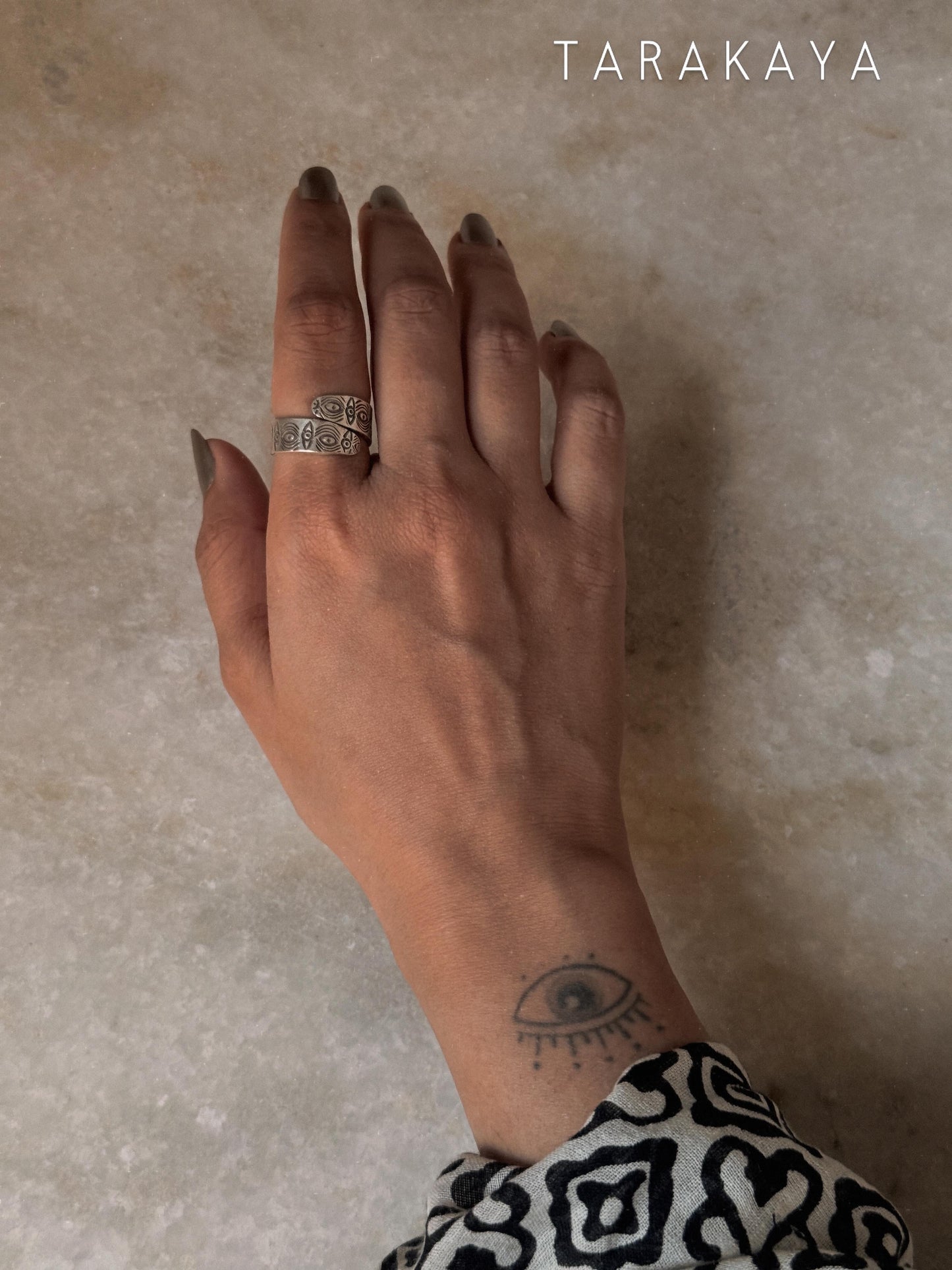 925 Sterling Silver Bohemian Evil Eye For Wander Hill Tribe Handcrafted Adjustable Ring