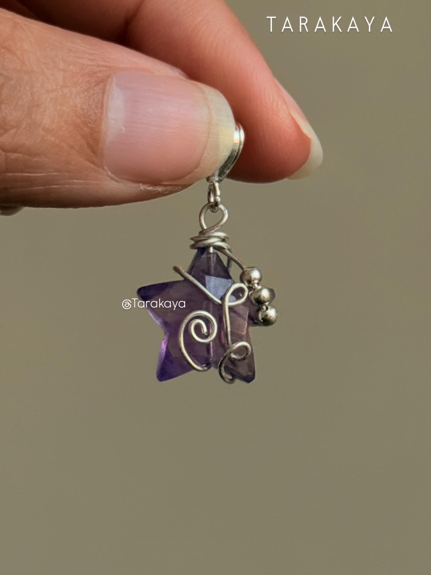 925 Sterling Silver Amethyst Star Wire Wrapped Handcrafted Pendant