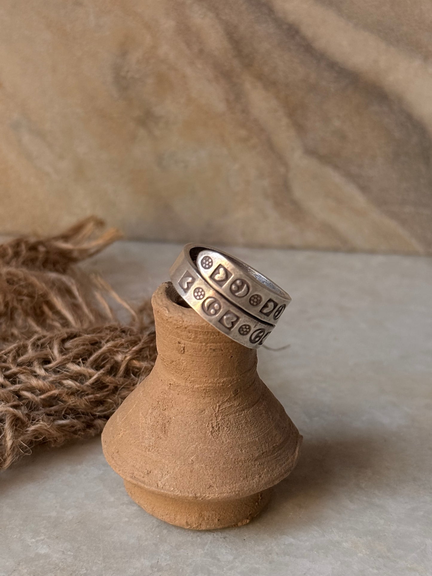 925 Sterling Silver Bohemian Hill Quirky Smiley,Hearts Emoji Engraved Handcrafted Adjustable Ring