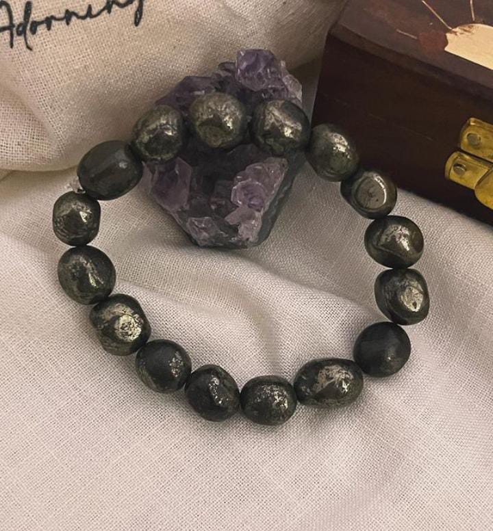 10MM Pyrite Tumbled Gemstone Bracelet