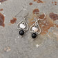 925 Sterling Silver Black Onyx Pear Leaf Rustic Handcrafted Hook Earrings