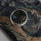 Textured chunky croissant band ring in sleek silver