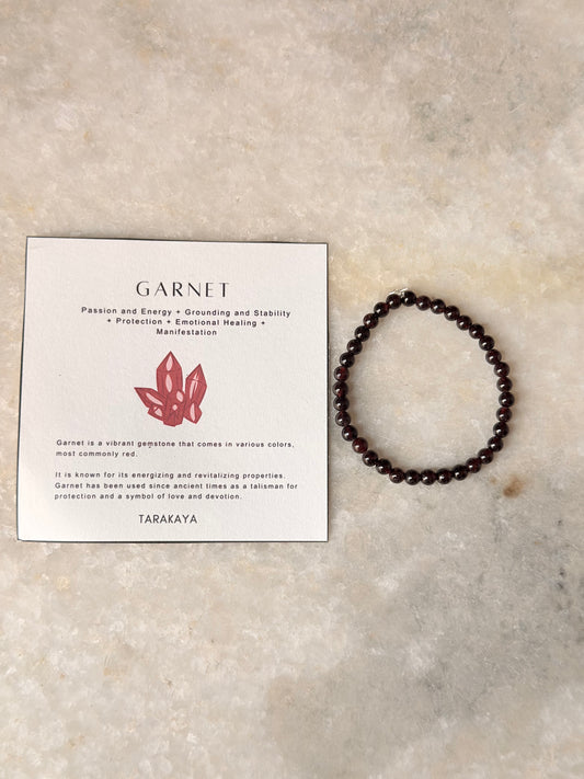 Natural Crystal Garnet Bracelet 4mm